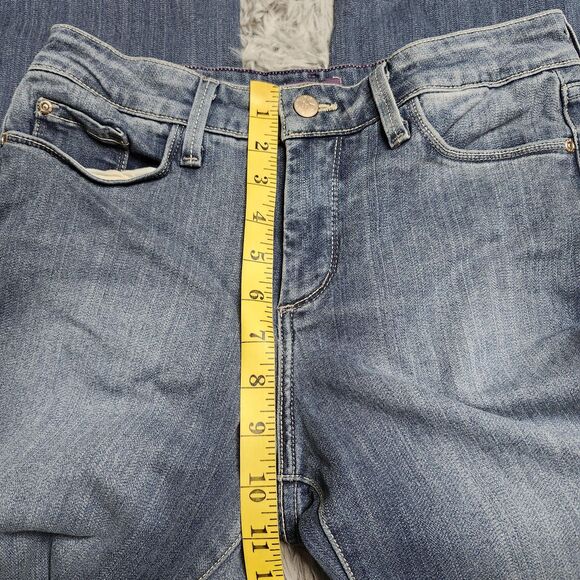 NYDJ Jeans Womens 8 Blue Ankle Crop Cuffed Straight Leg Lift Tuck Made in USA - Picture 6 of 14